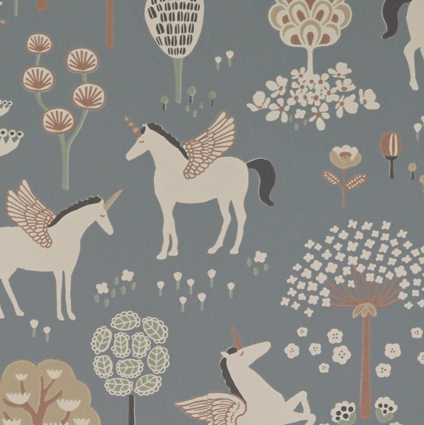 Wallpaper sample Majvillan True Unicorns - Evening Blue