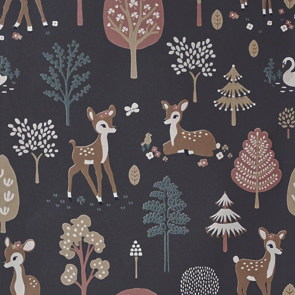 Wallpaper sample Majvillan Golden Woods - Deep Grey