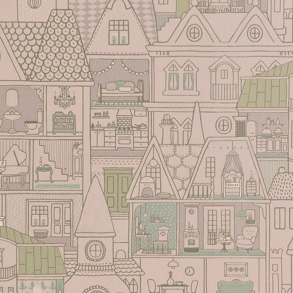 Wallpaper sample Majvillan Dollhouse - Soft Lilac