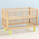 Karl & Fric Nox Ledikant 60x120cm - Natural Wood & Yellow via Kidsbarn.nl