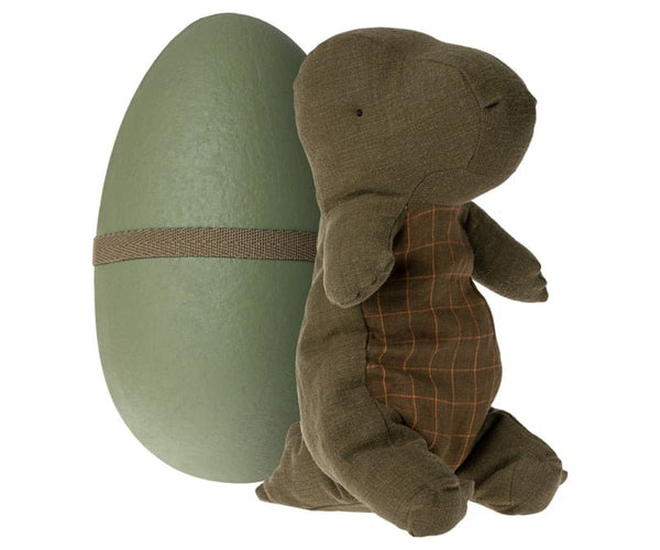 Maileg plush toy - Gantosaurus in egg, Medium - Forest green