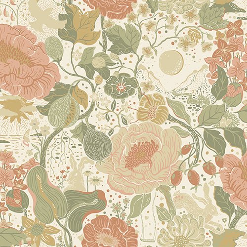 Wallpaper sample Midbec - Växa - Green/Pink 63012