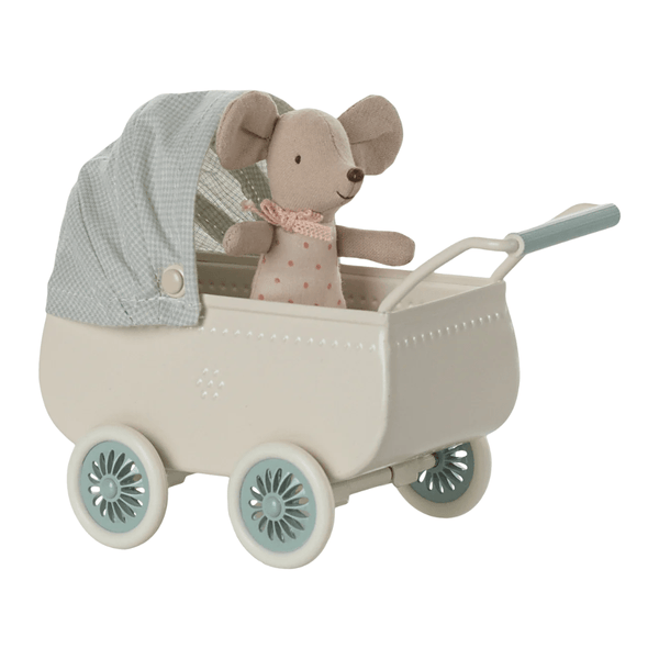 Maileg - Kinderwagen mit Baby Mouse - Mint