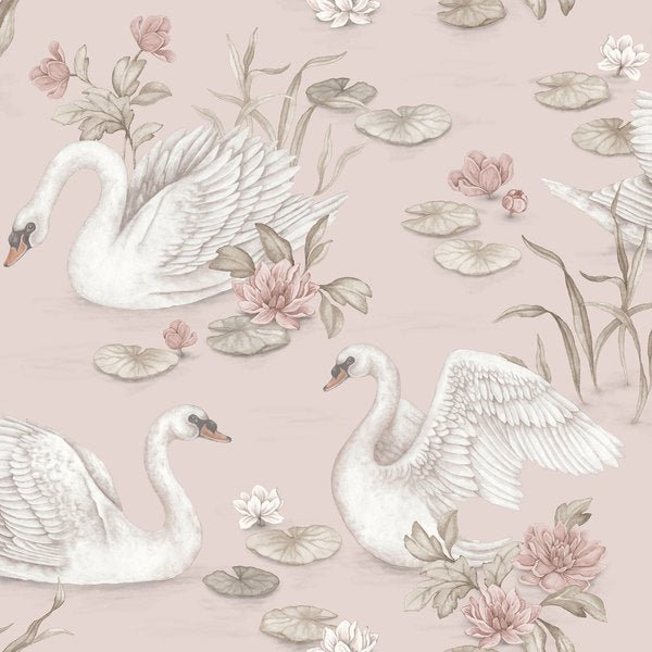 Wallpaper sample Boråstapeter Newbie - Lily Swan - Pink