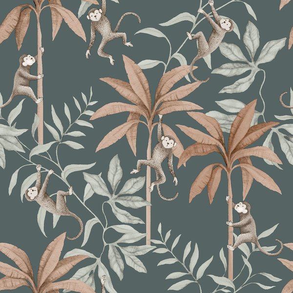 Boråstapeter Wallpaper Newbie - Jungle Friends - Dark blue