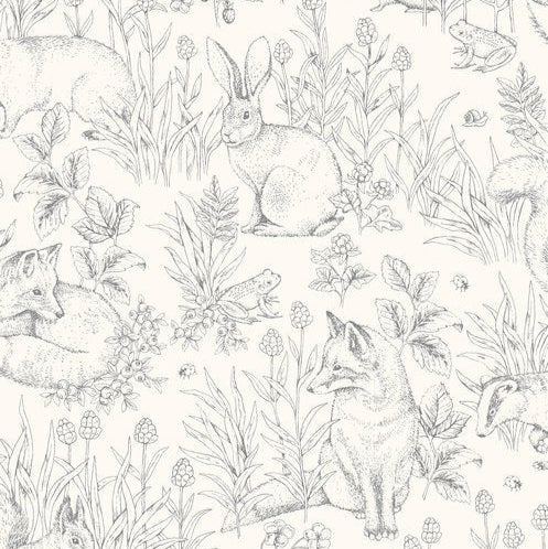 Borå -Stapeter Wallpaper Newbie - Forest Friends - White