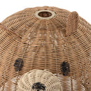 Detail gevlochten rotan en handgeschilderde ogen van Lilu lampenkap
