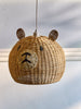 Lilu rotan lamp kinderkamer met handgeschilderd berengezicht en wit snoer