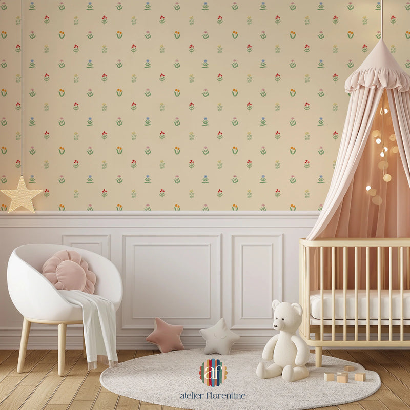 Wallpaper Atelier Florentine - Flower Garden - Butter Yellow