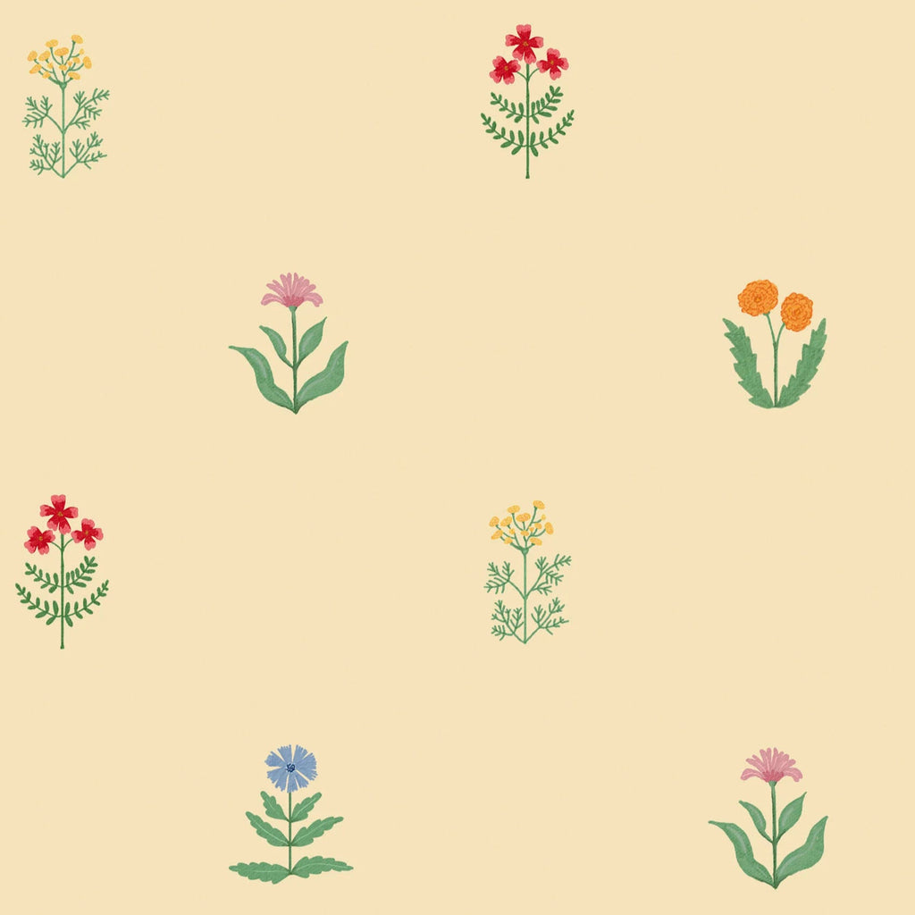 Wallpaper Atelier Florentine - Flower Garden - Butter Yellow