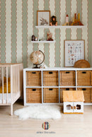 Tapete Atelier Florentiner - Spulenstreifen - Olivengrün