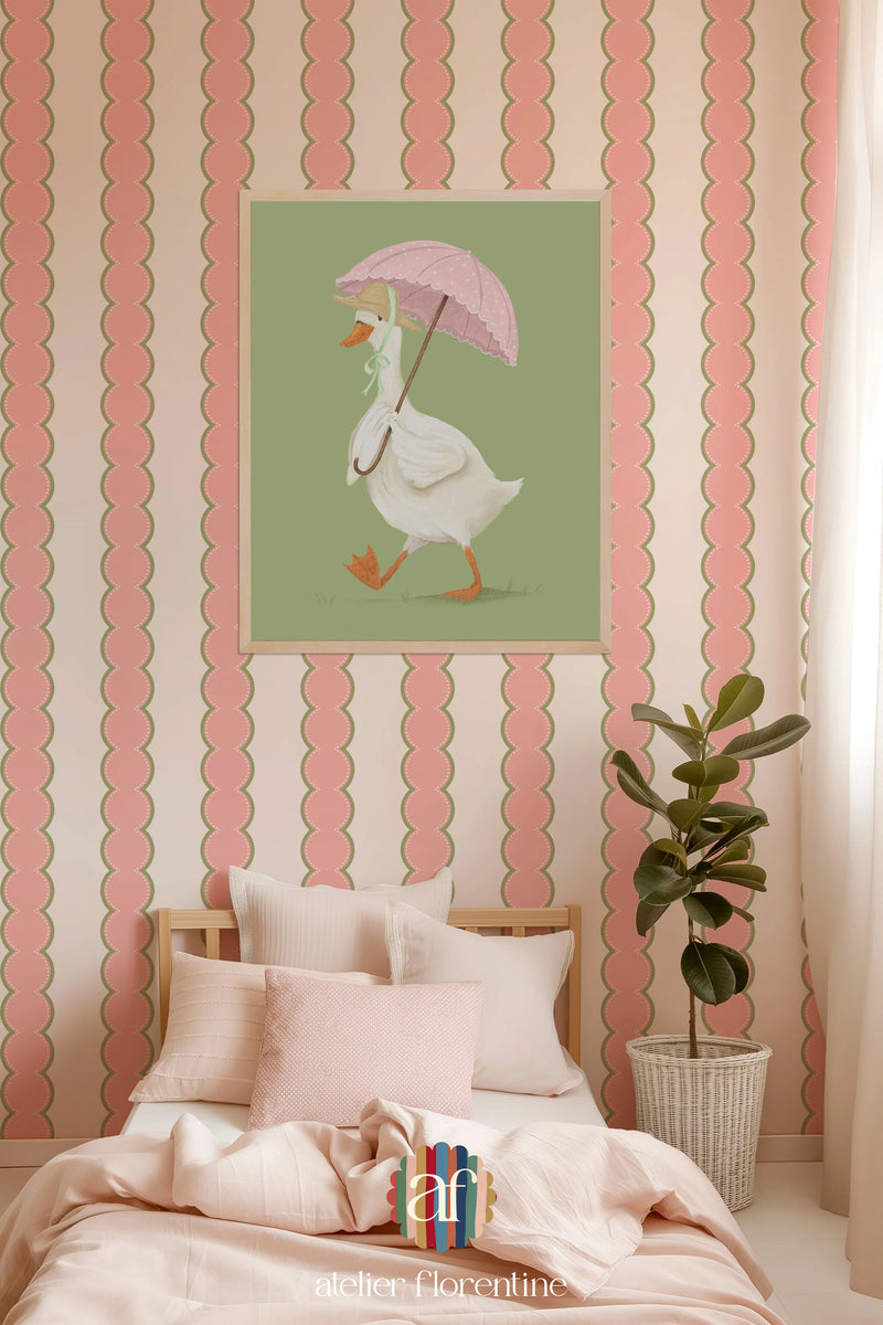 Wallpaper Atelier Florentine - Bobbin Stripes - Pink
