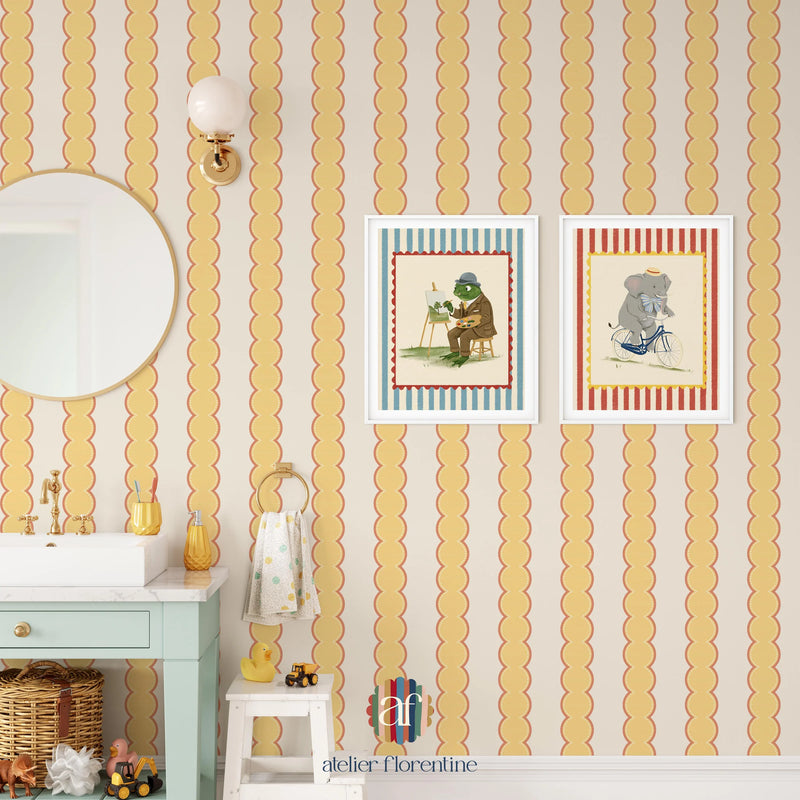 Wallpaper Atelier Florentine - Bobbin Stripes - Yellow