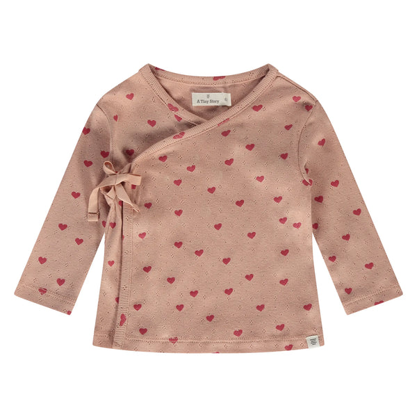 A Tiny Story - Baby T-Shirt langarm - Dusty Coral Hearts