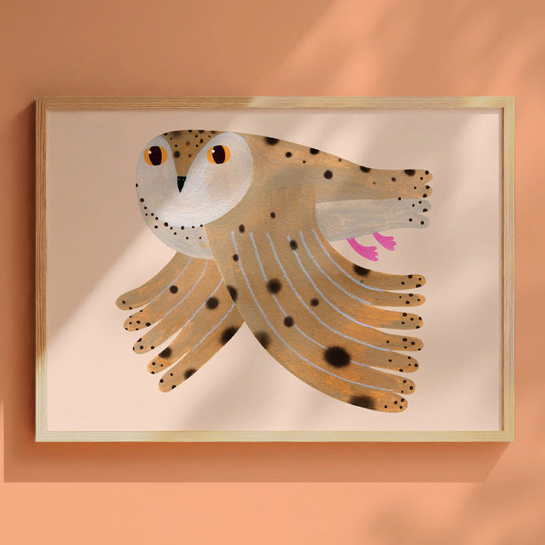 Owl Pink Poster – Aniek Bartels | Limited Edition A3
