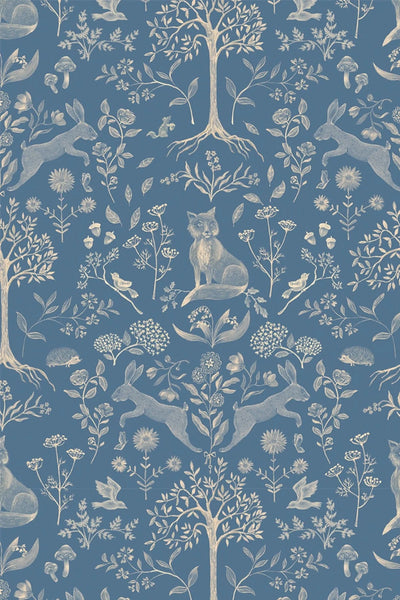 Wallpaper sample Atelier Florentine - Forest animals Blue