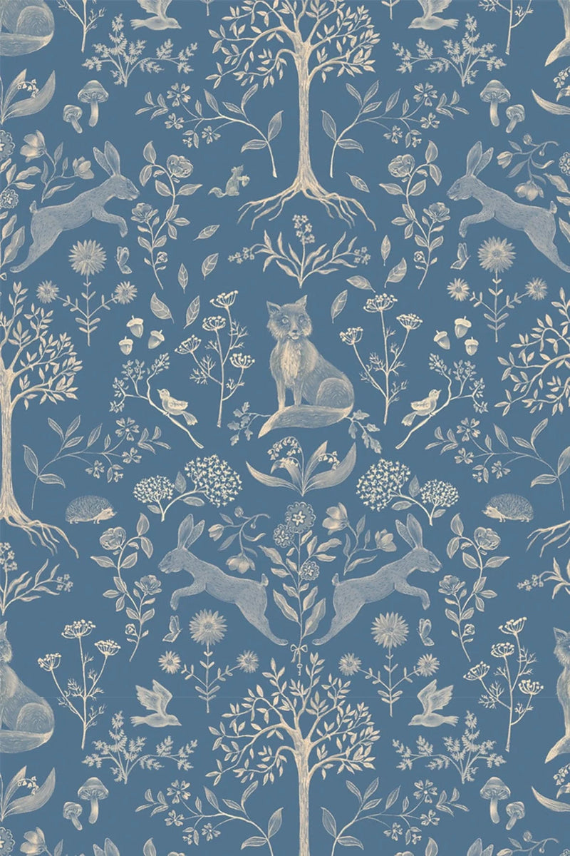 Wallpaper Atelier Florentine - Forest Animals Blue