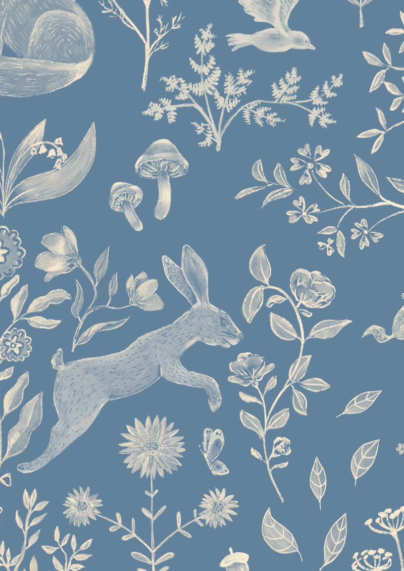 Wallpaper Atelier Florentine - Forest Animals Blue