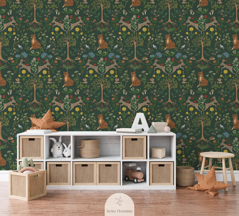 Wallpaper Atelier Florentine - Forest animals multi