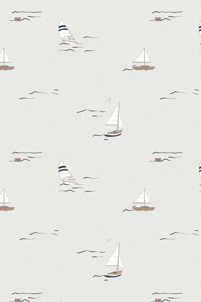 Wallpaper sample Atelier Florentine - Sailing boats Cream