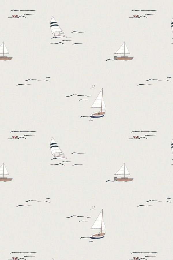 Wallpaper Atelier Florentine - Sailing boats Cream