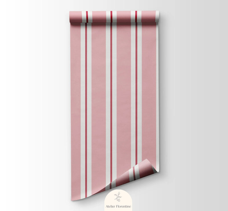  Wallpaper Atelier Florentine - Stripe Pink/Red