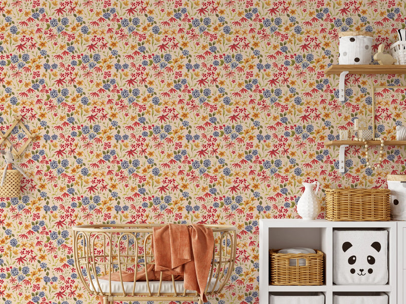  Wallpaper Sample Atelier Florentine - Flowers Warm Colors 