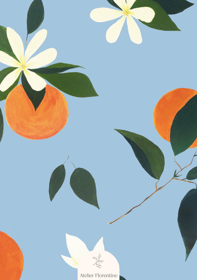 Wallpaper sample Atelier Florentine - Oranges Blue