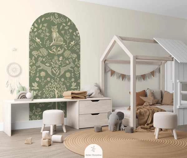 Atelier Florentine - Peel &amp; Stick Wall Sticker - Forest Animals Green