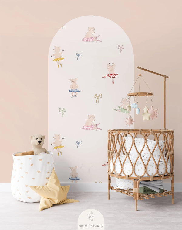 Atelier Florentine - Peel &amp; Stick Wall Sticker - Ballerina Pigs