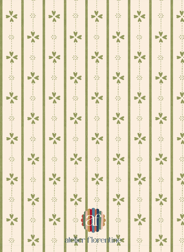 Wallpaper sample Atelier Florentine - Cottage stripe green