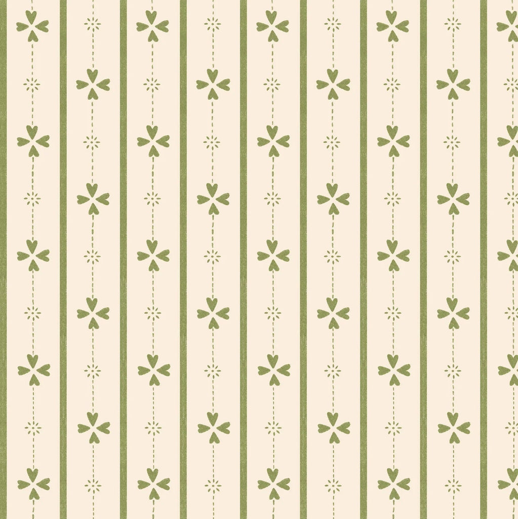 Papier peint Atelier Florentine - Rayures Cottage - vert