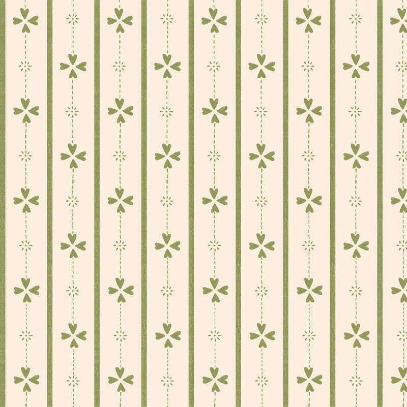 Papier peint Atelier Florentine - Rayures Cottage - vert