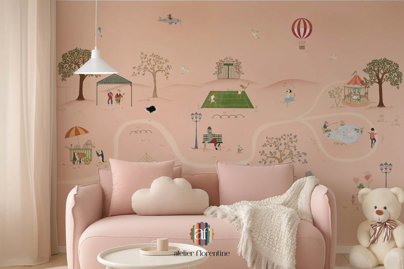 Wallpaper Atelier Florentine - Zoo Pink Mural