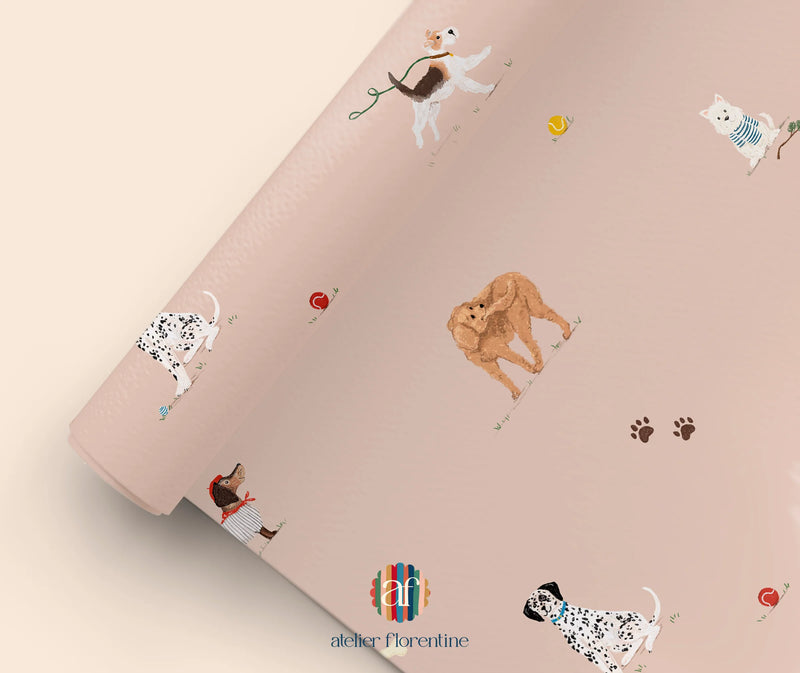 Wallpaper Atelier Florentine - Dogs - Pink