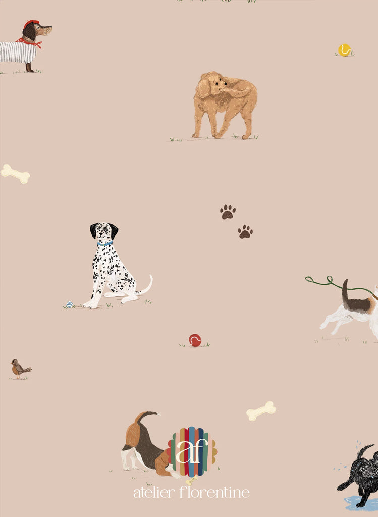 Wallpaper Atelier Florentine - Dogs - Pink