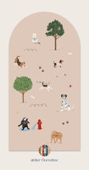 Atelier Florentine - Adesivo da parete Peel & Stick - Cani rosa