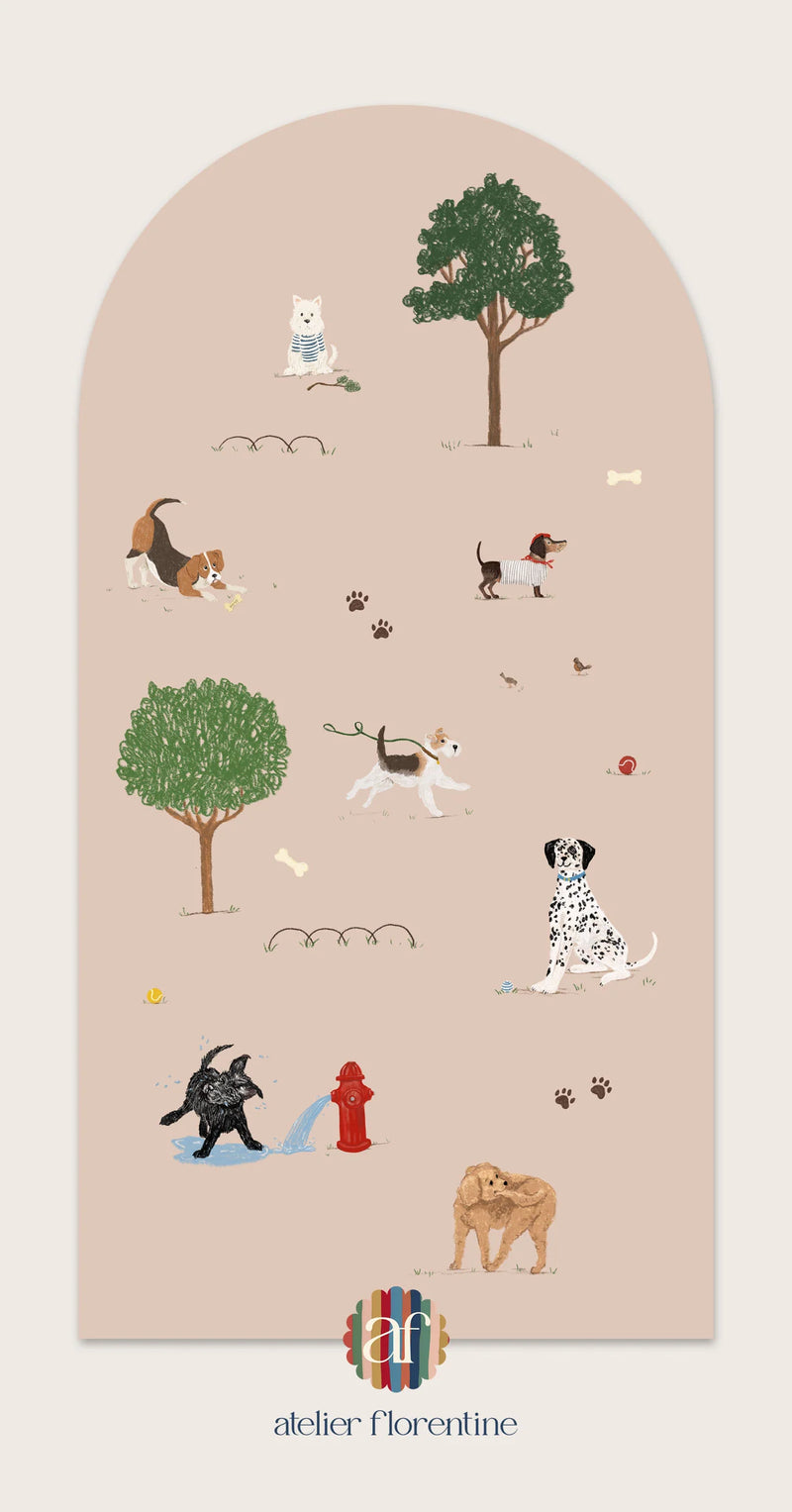 Atelier Florentine - Adesivo da parete Peel & Stick - Cani rosa