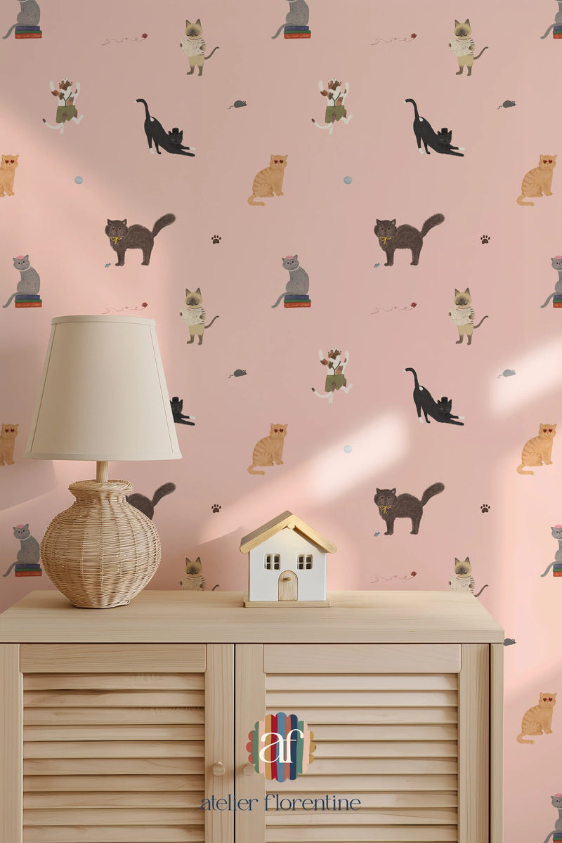 Wallpaper Atelier Florentine - Pussies - Pink