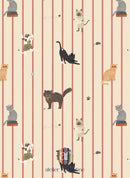 Wallpaper sample Atelier Florentine - Pussies - Red stripes