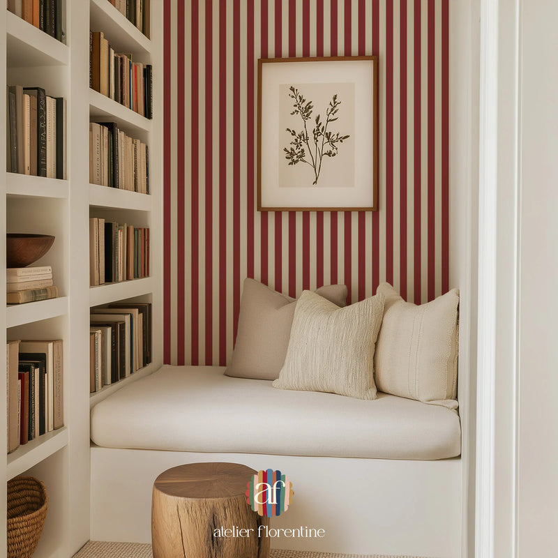 Wallpaper Atelier Florentine - Small stripes - red