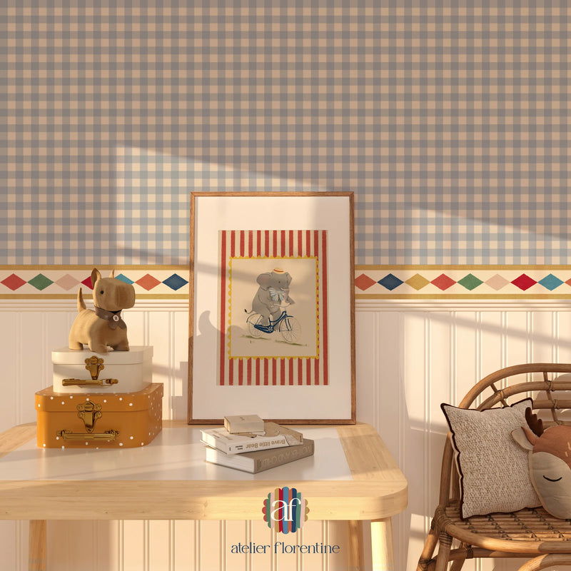 Atelier Florentine - Cenefa de papel pintado autoadhesiva - Colorful Diamond