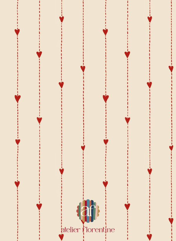 Wallpaper sample Atelier Florentine - Red hearts