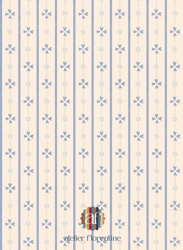 Wallpaper sample Atelier Florentine - Cottage stripe Blue