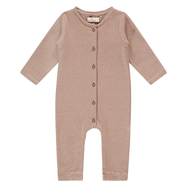 A Tiny Story - long sleeve playsuit - Stripe/Pearl