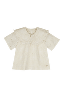 Baje Studio - Alvora blouse met geborduurde bloemen - Creme Oat