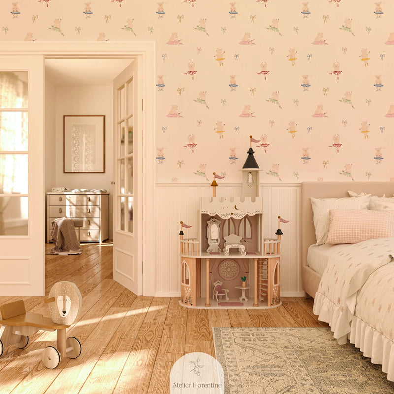 Wallpaper Atelier Florentine - Ballerina pigs