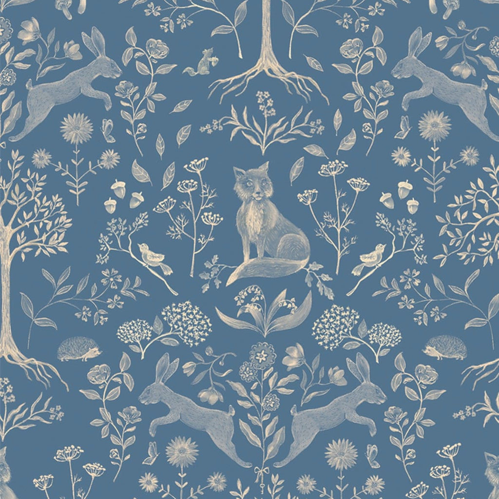 Children's wallpaper forest animals blue nursery kids decoration room wallpapers