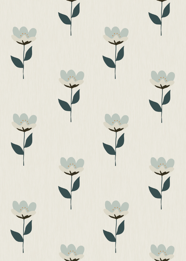 Wallpaper Bibelotte - Retro Flower Blue