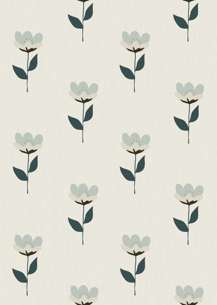 Wallpaper Sample Bibelotte - Retro Flower Blue